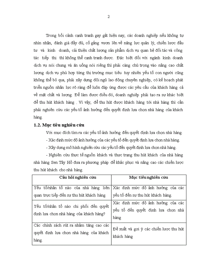 image for page Yếu tố ảnh hưởng đến quyết định lựa chọn nhà hàng (restaurant) của khách: nghiên cứu tại nhà hàng sen TÂY HỒ - HÀ NỘI