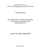 Đẩy mạnh công tác kiểm tra bảo hiểm xã hội thuộc quận hoàn kiếm thành phố hà nội