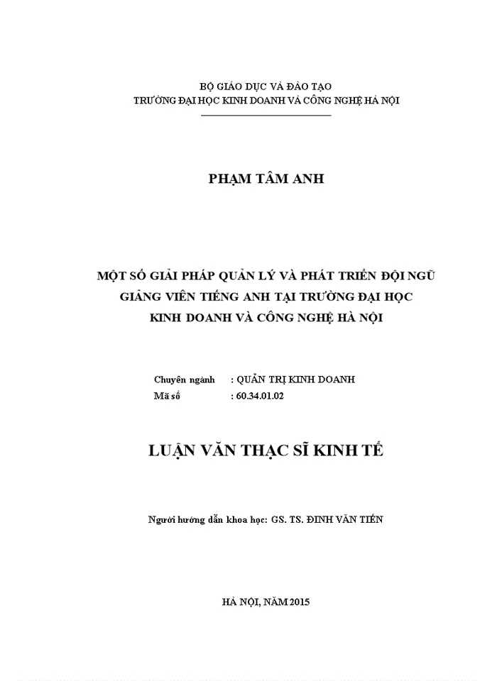 image for page Một số giải pháp quản lý và phát triển đội ngũ giảng viên tiếng anh tại trường đại học kinh doanh và công nghệ hà nội