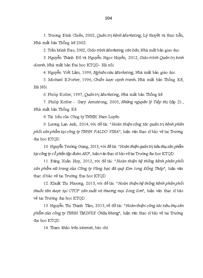 image for page Hoàn thiện công tác quản lý kênh phân phối sản phẩm của công ty tnhh nam luyên