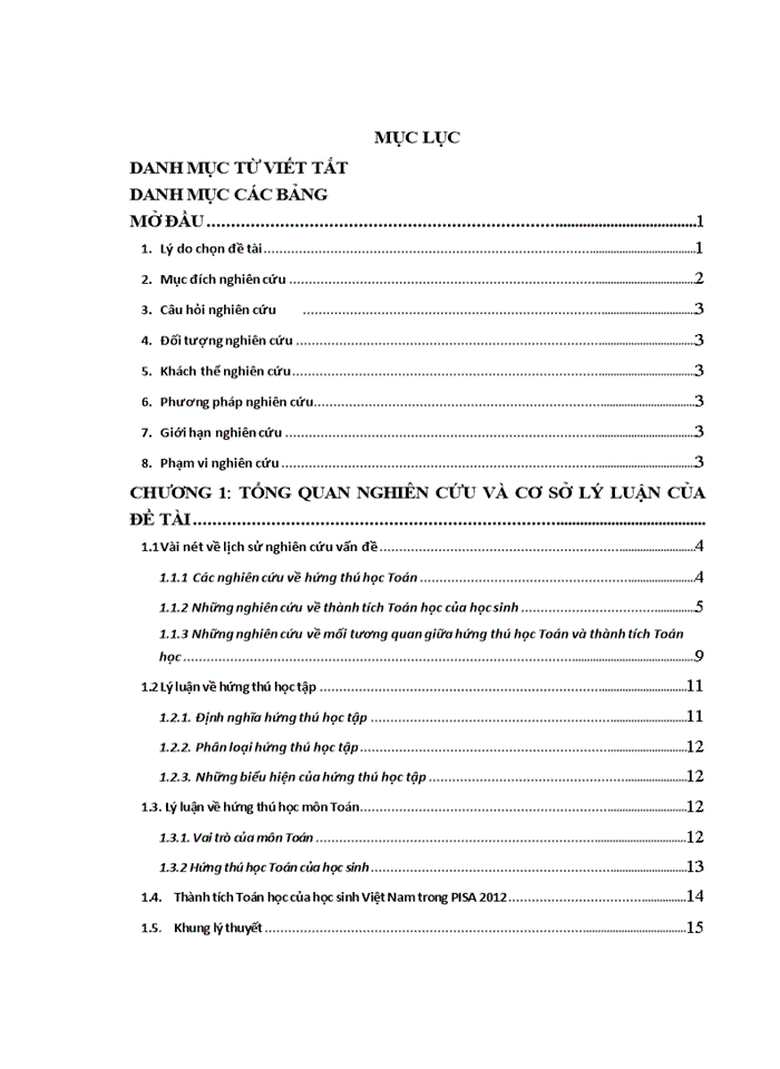 Hứng thú học toán và thành tích toán học của học sinh việt nam trong kì thi pisa 2012
