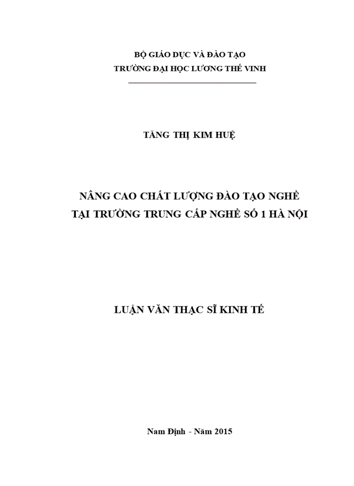 image for page Nâng cao chất lượng đào tạo nghề tại trường trung cấp nghề số 1 hà nội