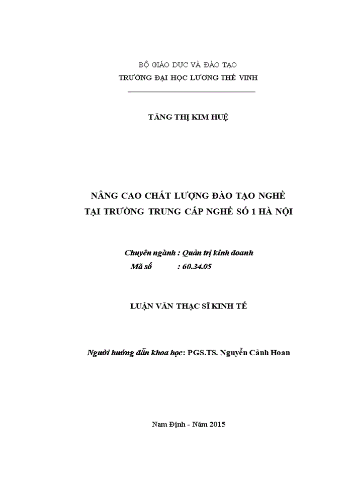 image for page Nâng cao chất lượng đào tạo nghề tại trường trung cấp nghề số 1 hà nội