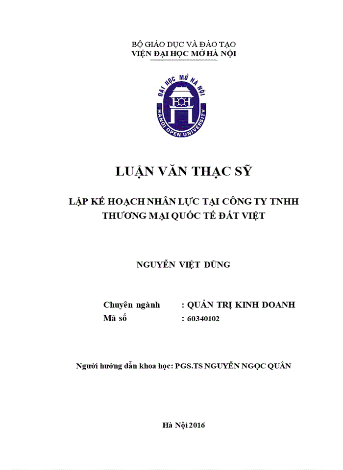 Lập kế hoạch nhân lực tại công ty TNHH Thương mại quốc tế đất VIỆT