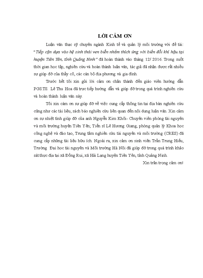 image for page Tiếp cận dựa vào hệ sinh thái ven biển nhằm thích ứng với biến đổi khí hậu tại huyện tiên yên, tỉnh quảng ninh
