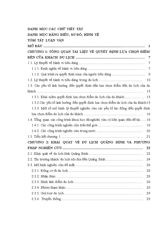 Nghiên cứu các yếu tố ảnh hưởng đến quyết định lựa chọn điểm đến quảng bình của khách du lịch nội địa