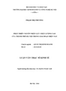 Phát triển nguồn nhân lực chất lượng cao của thành phố hà nội trong giai đoạn hiện nay