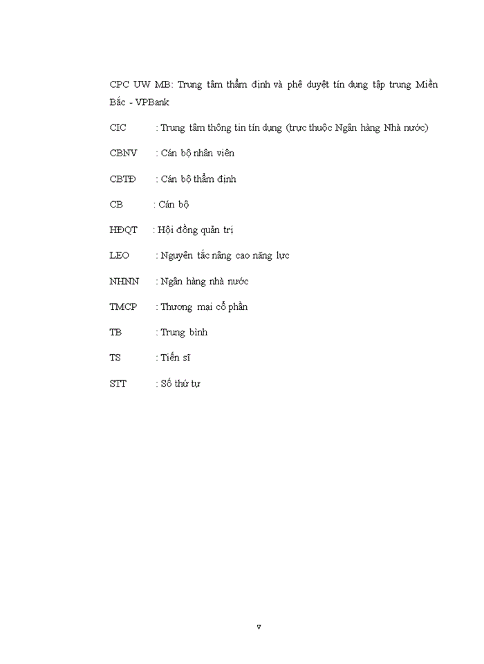 image for page Nâng cao năng lực của cán bộ thẩm định cho vay tín chấp tại trung tâm thẩm định và phê duyệt tín dụng tập trung miền bắc - ngân hàng tmcp việt nam thịnh vượng