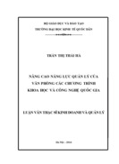 Nâng cao năng lực quản lý của văn phòng các chương trình khoa học và công nghệ quôc gia