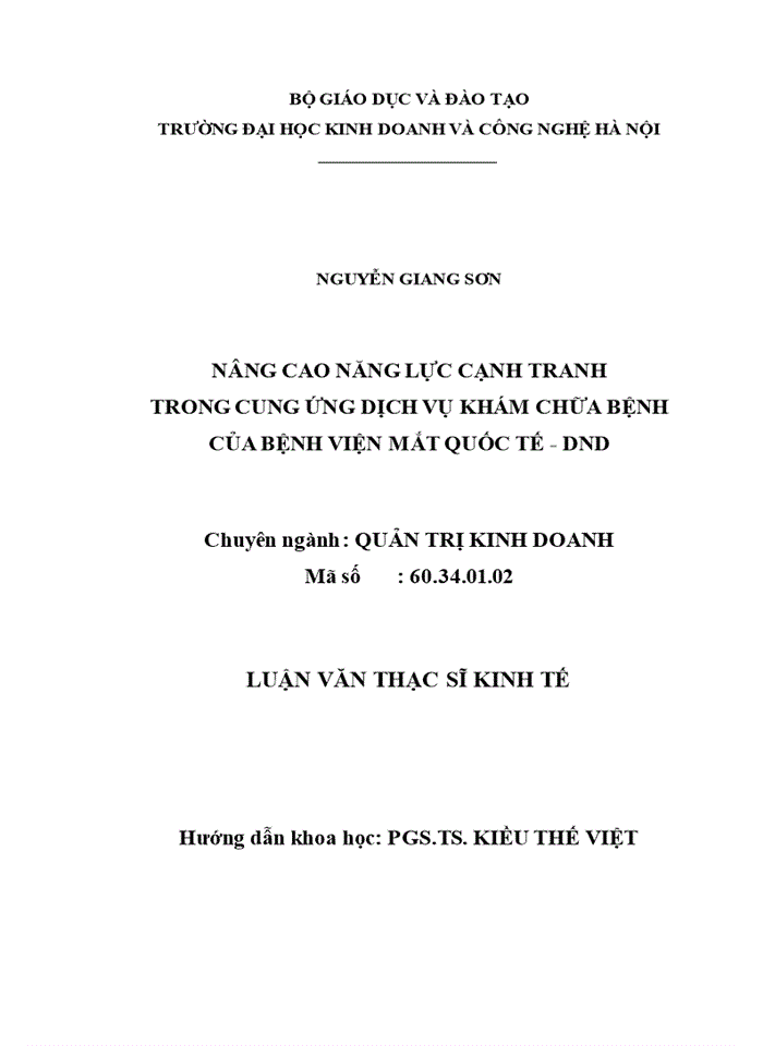 Nâng cao năng lực cạnh tranh trong cung ứng dịch vụ khám chữa bệnh của bệnh viện mắt quốc tế - DND