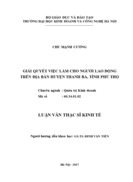Giải quyết việc làm cho người lao động trên địa bàn huyện thanh ba, tỉnh phú thọ
