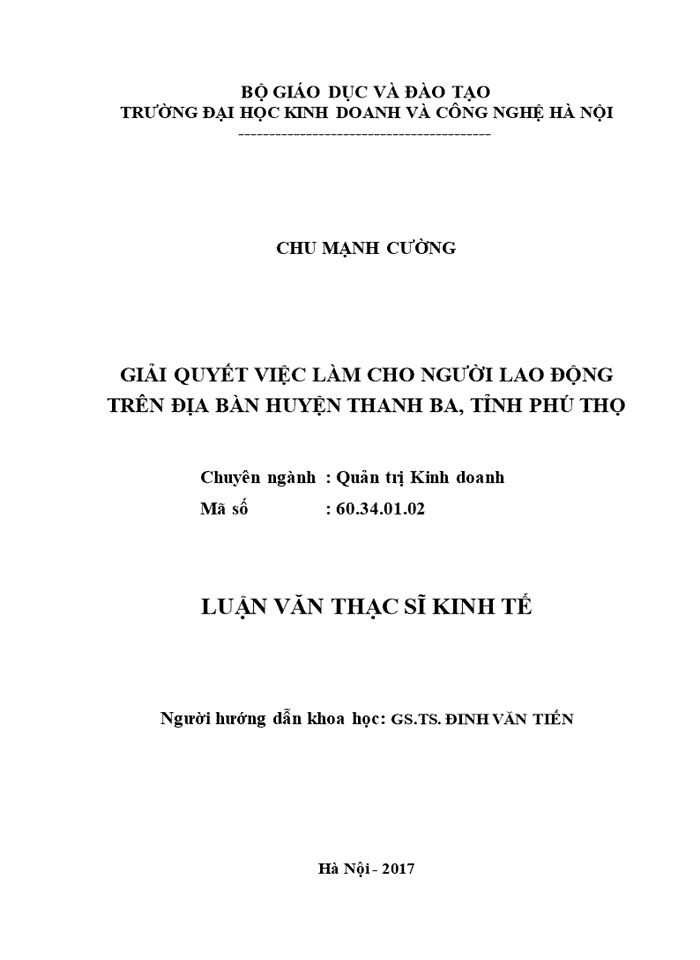 image for page Giải quyết việc làm cho người lao động trên địa bàn huyện thanh ba, tỉnh phú thọ