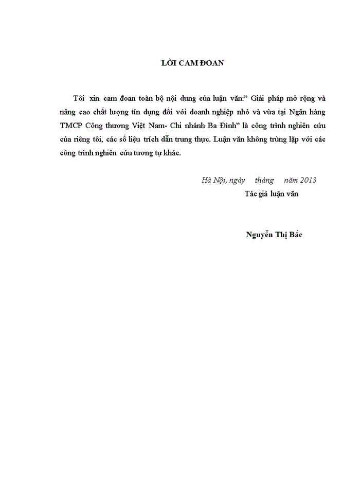 image for page Giải pháp mở rộng và nâng cao chất lượng tín dụng đối với doanh nghiệp nhỏ và vừa tại Ngân hàng TMCP Công Thương Việt Nam – Chi nhánh Ba Đình