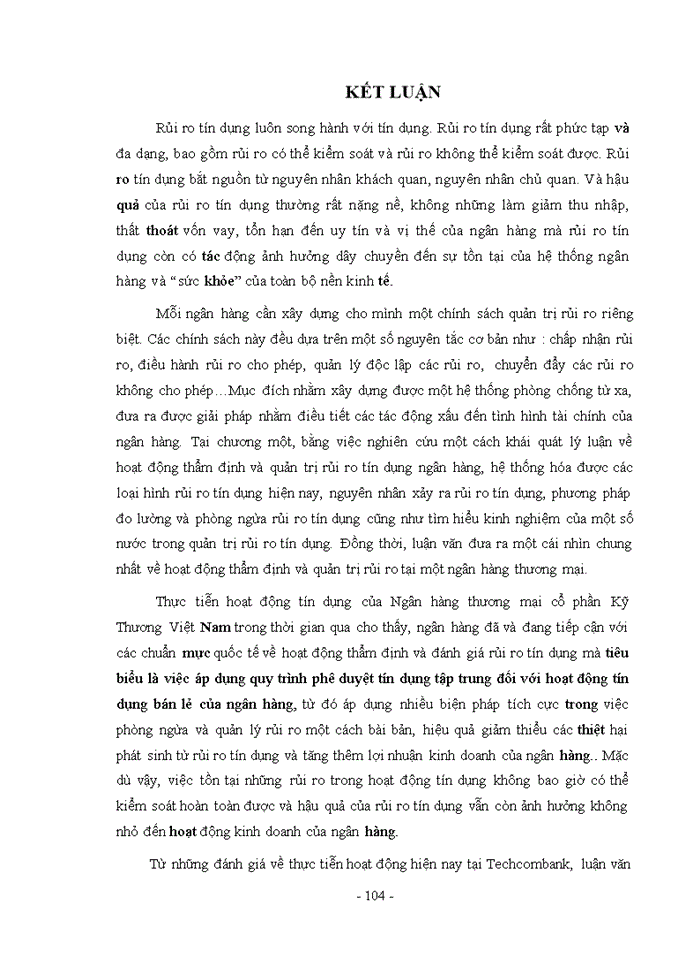 image for page Nâng cao chất lượng thẩm định và quản trị rủi ro tín dụng bán lẻ tại Ngân hàng thương mại cổ phần Kỹ Thương Việt Nam
