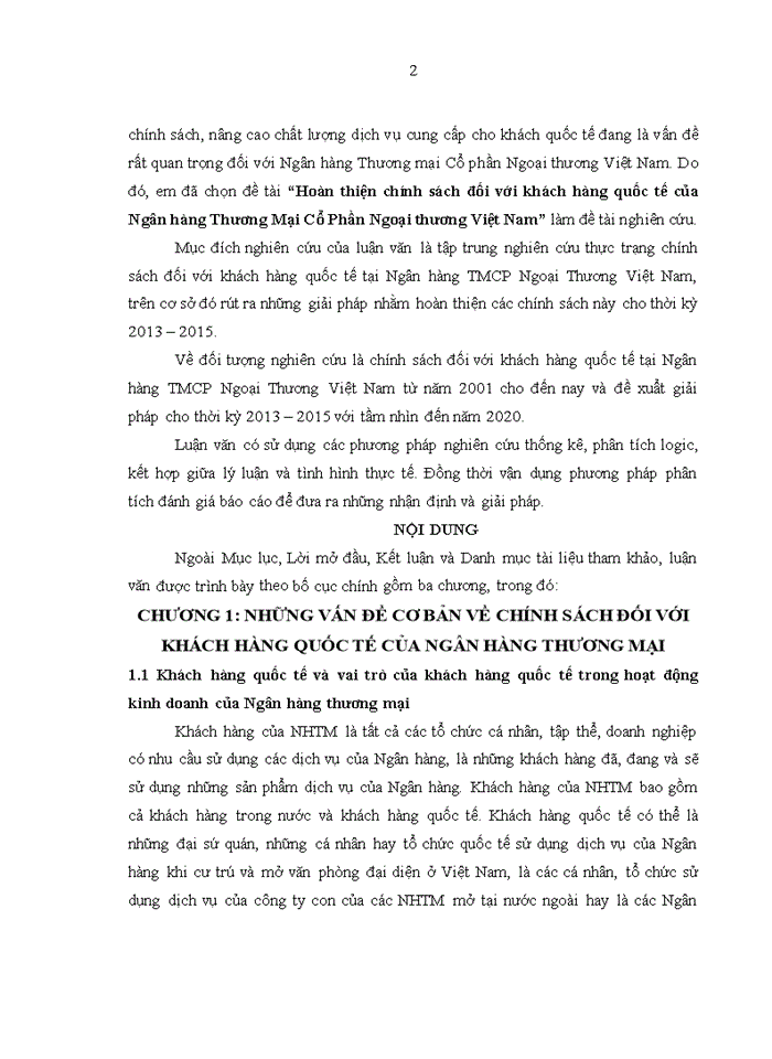 image for page Hoàn thiện chính sách đối với khách hàng quốc tế của ngân hàng thương mại cổ phần ngoại thương việt nam