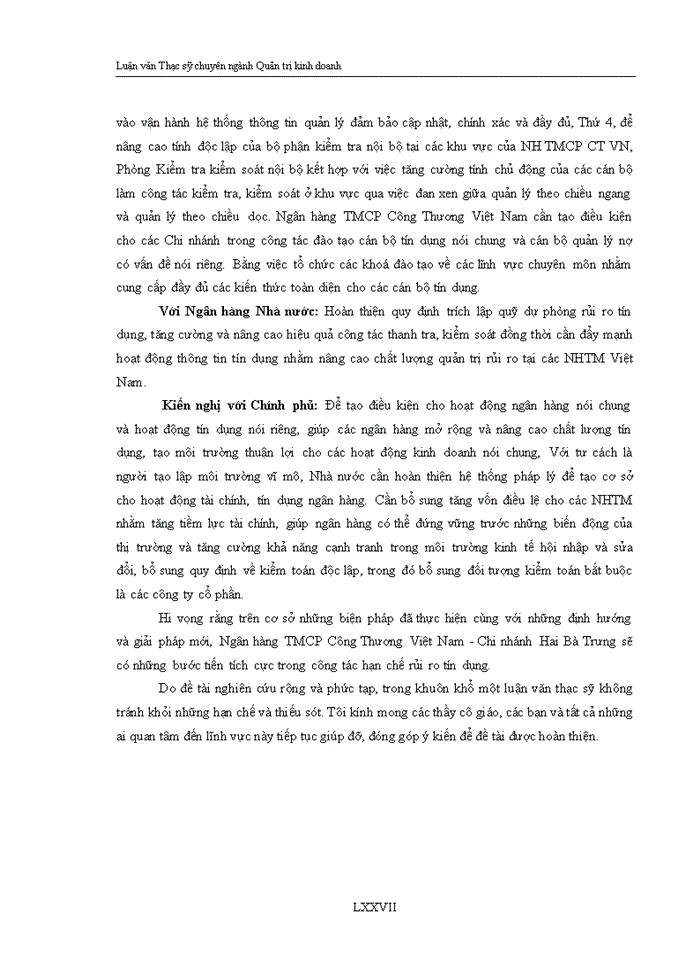 image for page Hạn chế rủi ro tín dụng tại ngân hàng thương mại cổ phần công thương việt nam – chi nhánh hai bà trưng