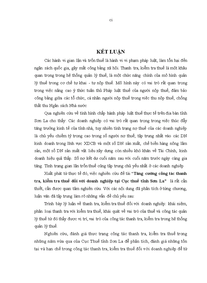 image for page Tăng cường công tác thanh tra, kiểm tra thuế đối với doanh nghiệp tại cục thuế tỉnh sơn la