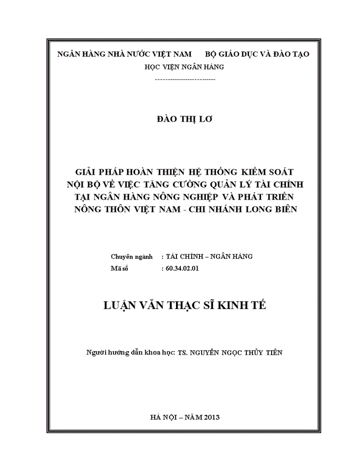 image for page Giải pháp hoàn thiện hệ thống kiểm soát nội bộ về việc tăng cường quản lý tài chính tại ngân hàng nông nghiệp và phát triển nông thôn việt nam - chi nhánh long biên