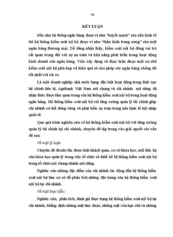 image for page Giải pháp hoàn thiện hệ thống kiểm soát nội bộ về việc tăng cường quản lý tài chính tại ngân hàng nông nghiệp và phát triển nông thôn việt nam - chi nhánh long biên