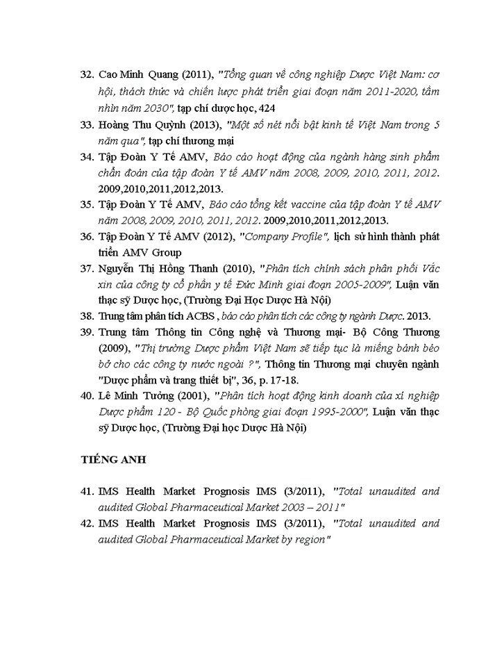 image for page Phân tích hoạt động kinh doanh của Tập đoàn Y tế AMV giai đoạn 2008- 2012"
