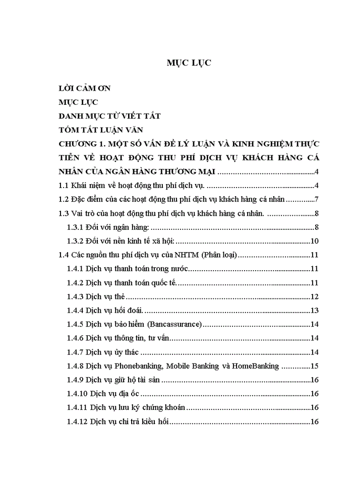 Phát triển hoạt động thu phí dịch vụ ngân hàng cá nhân tại ngân hàng việt nam thịnh vượng – thực trạng, kinh nghiệm và giải pháp