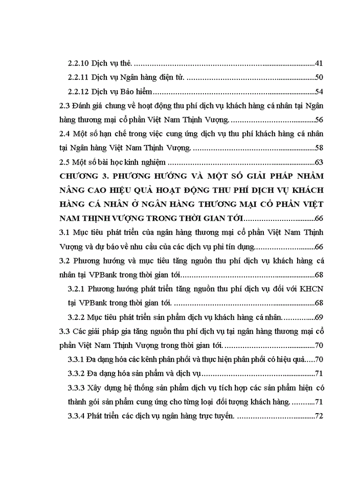 Phát triển hoạt động thu phí dịch vụ ngân hàng cá nhân tại ngân hàng việt nam thịnh vượng – thực trạng, kinh nghiệm và giải pháp