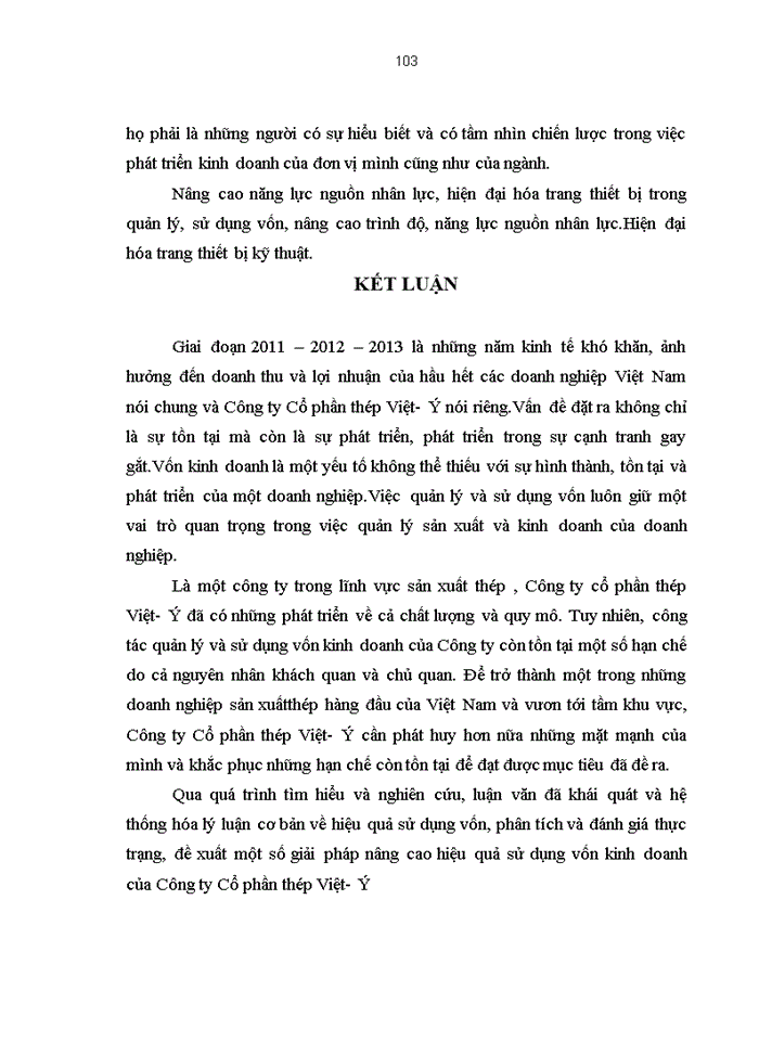 image for page Giải pháp nâng cao hiệu quả sử dụng vốn kinh doanh tại Công ty Cổ phần Thép Việt - Ý