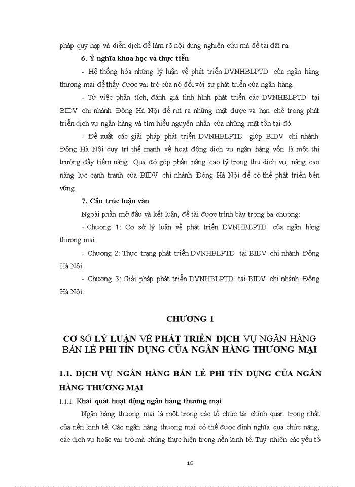 image for page Phát triển dịch vụ ngân hàng bán lẻ phi tín dung tại BIDV - chi nhánh đông HÀ NỘI