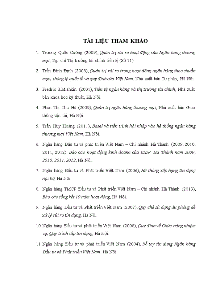 image for page Tăng cường quản lý rủi ro tín dụng tại Ngân hàng thương mại cổ phần Đầu tư và Phát triển Việt Nam – Chi nhánh Hà Thành