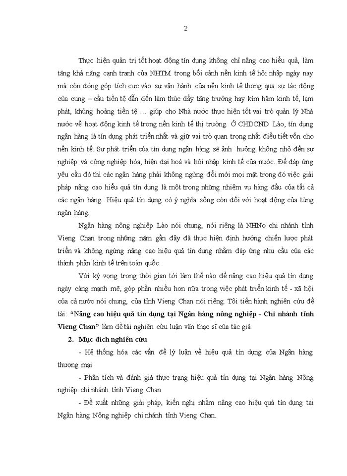 image for page Nâng cao hiệu quả tín dụng tại ngân hàng nông nghiệp - chi nhánh tỉnh VIENG CHAN