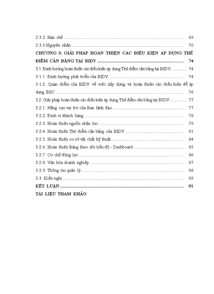 Điều kiện áp dụng Thẻ điểm cân bằng (Balanced Scorecard – BSC) tại Ngân hàng TMCP Đầu tư và Phát triển Việt Nam - BIDV