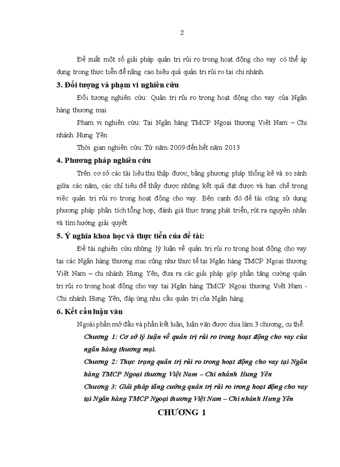 image for page Tăng cường quản trị rủi ro trong hoạt động cho vay tại ngân hàng tmcp ngoại thương việt nam – chi nhánh hưng yên