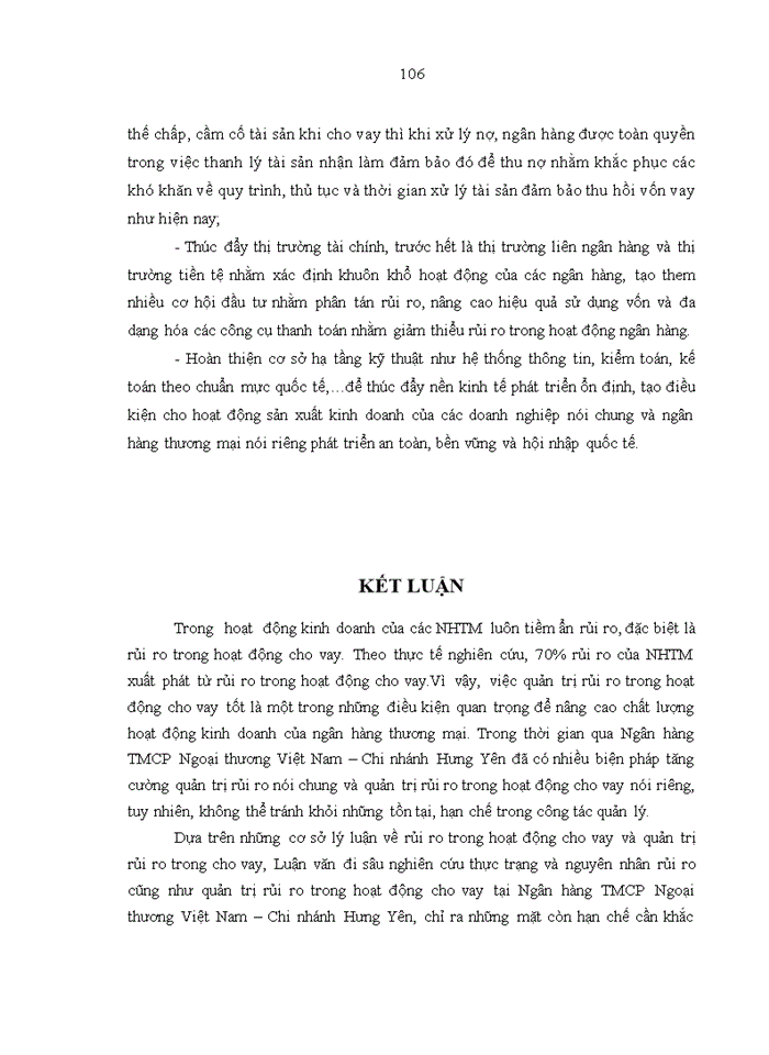 image for page Tăng cường quản trị rủi ro trong hoạt động cho vay tại ngân hàng tmcp ngoại thương việt nam – chi nhánh hưng yên