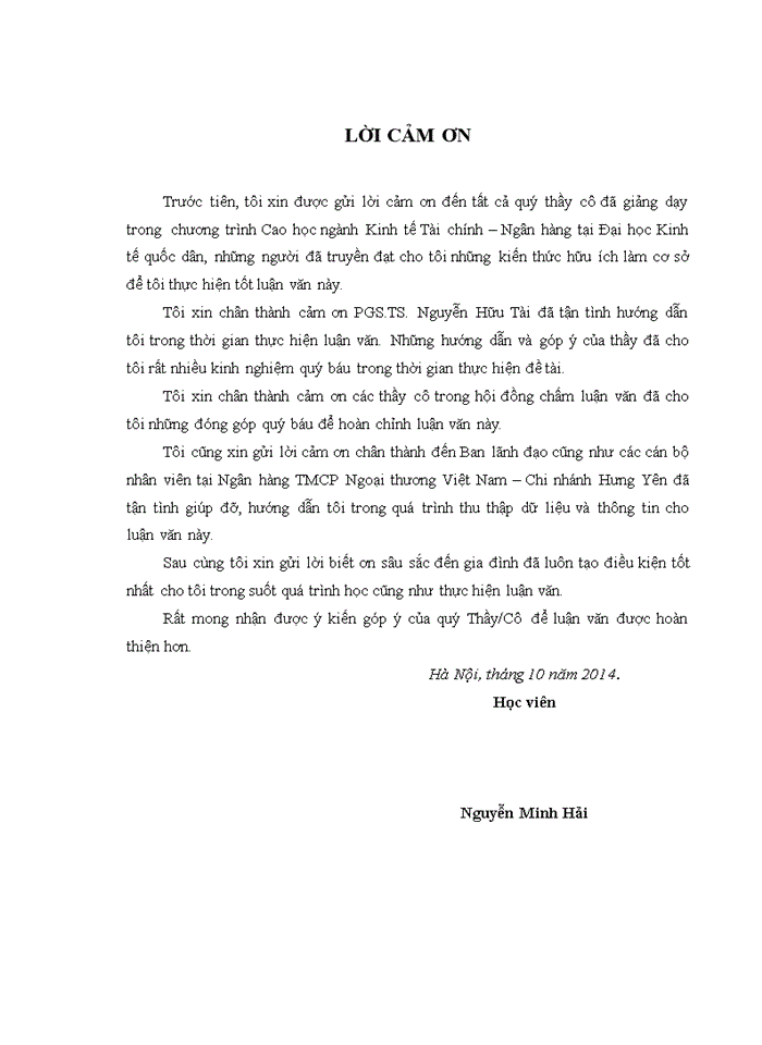 image for page Tăng cường quản trị rủi ro trong hoạt động cho vay tại ngân hàng tmcp ngoại thương việt nam – chi nhánh HƯNG YÊN