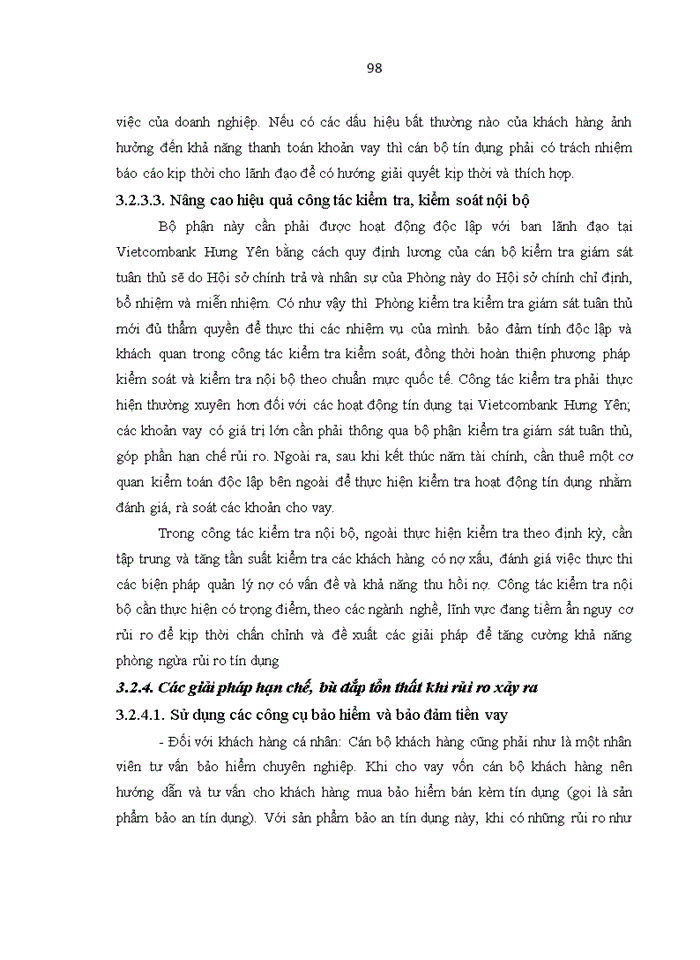 image for page Tăng cường quản trị rủi ro trong hoạt động cho vay tại ngân hàng tmcp ngoại thương việt nam – chi nhánh HƯNG YÊN