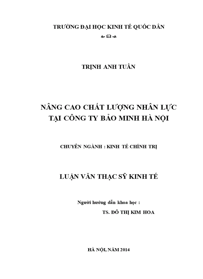 Nâng cao chất lượng nhân lực tại công ty bảo minh hà nội