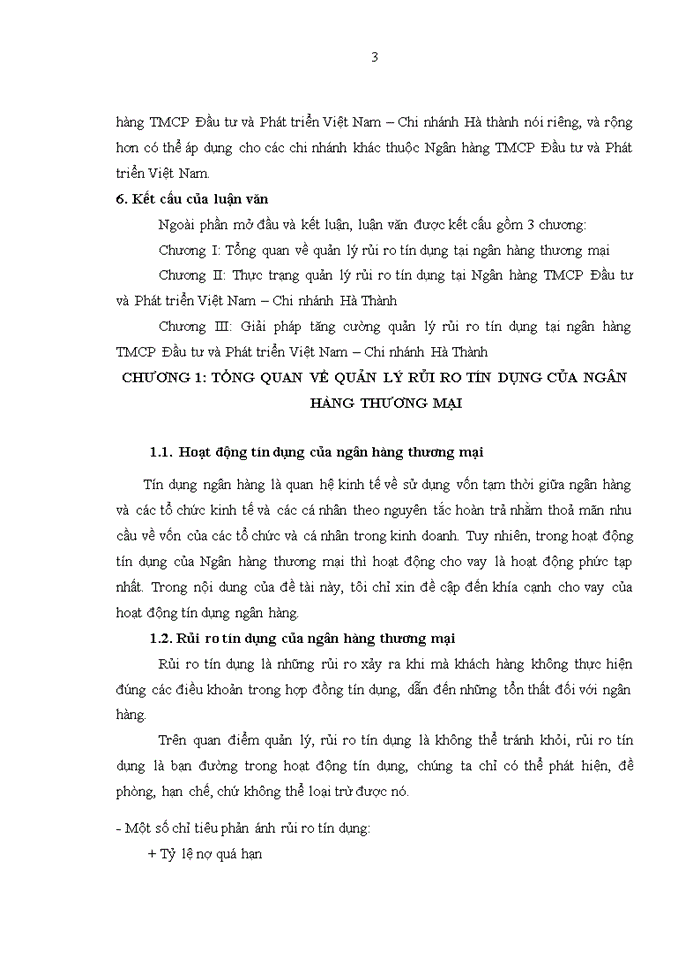 image for page Tăng cường quản lý rủi ro tín dụng tại ngân hàng thương mại cổ phần đầu tư và phát triển VIỆT NAM - chi nhánh HÀ THÀNH