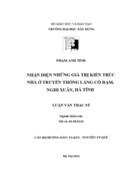 Nhận diện những giá trị kiến trúc nhà ở truyền thống làng cổ đạm, nghi xuân, hà tĩnh