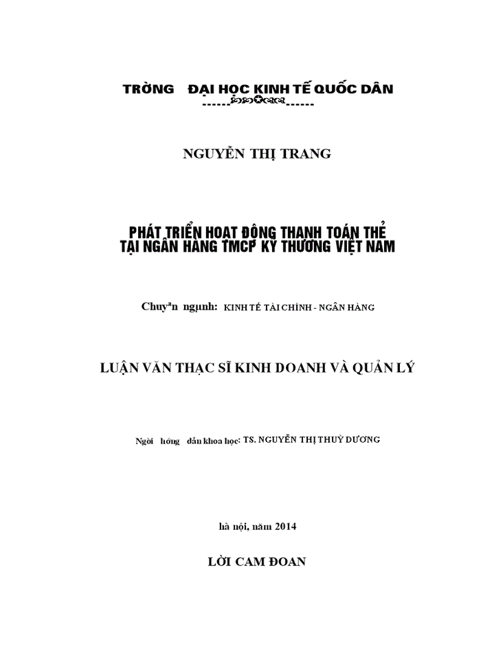 image for page Phát triển hoạt động thanh toán thẻ tại ngân hàng TMCP kỹ thương VIỆT NAM