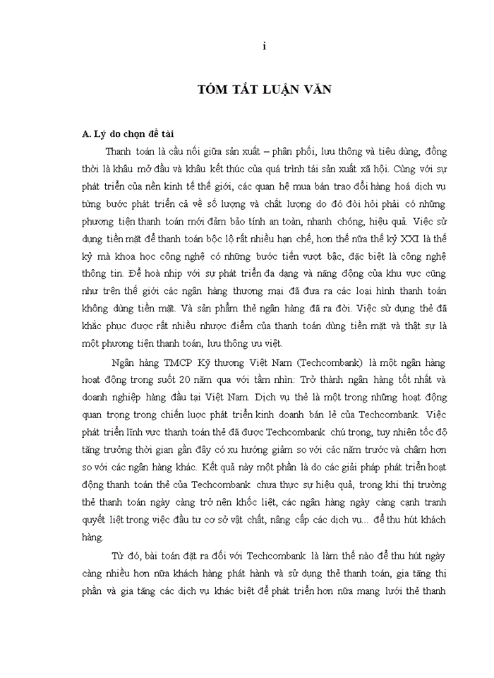 image for page Phát triển hoạt động thanh toán thẻ tại ngân hàng TMCP kỹ thương VIỆT NAM
