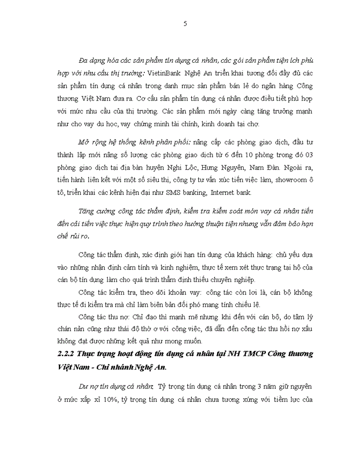image for page Giải pháp phát triển hoạt động tín dụng cá nhân tại ngân hàng TMCP Công Thương Việt Nam chi nhánh Nghệ An