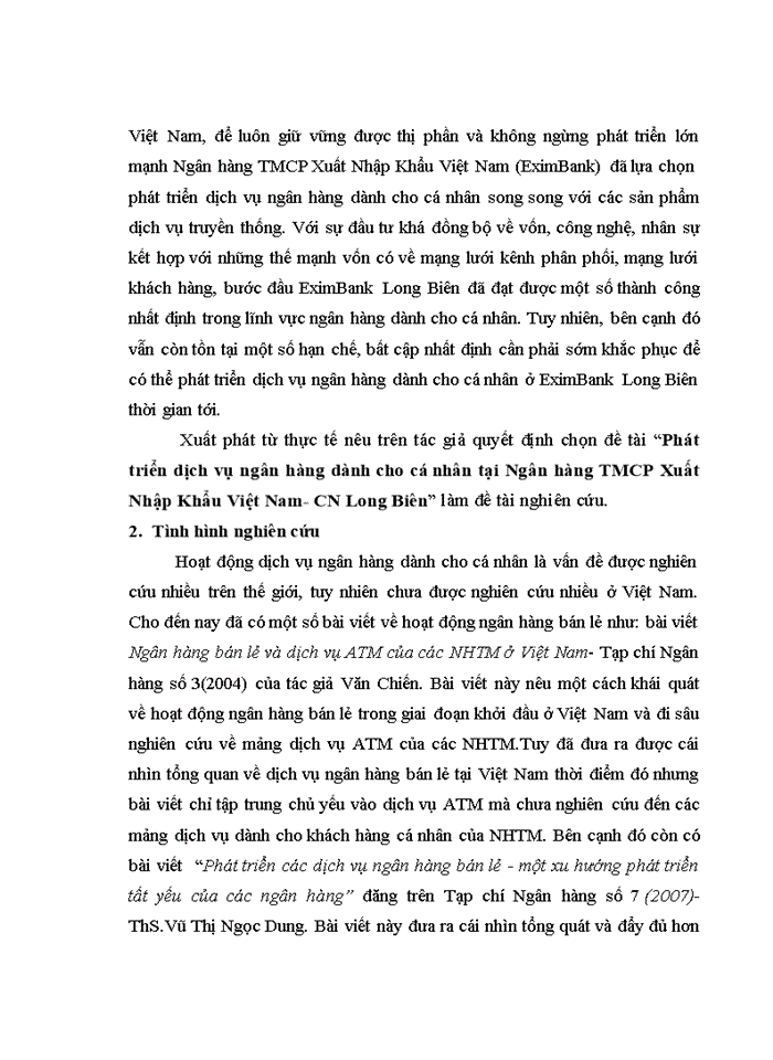 image for page Phát triển dịch vụ ngân hàng dành cho cá nhân tại ngân hàng tmcp xuất nhập khẩu việt nam chi nhánh LONG BIÊN