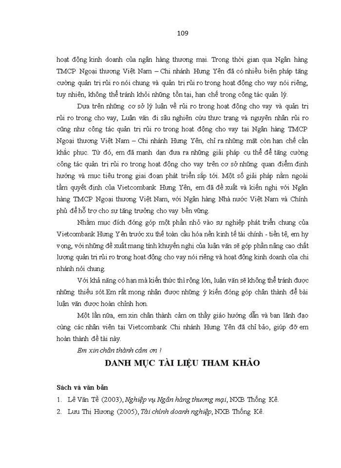 image for page Tăng cường quản trị rủi ro trong hoạt động cho vay tại ngân hàng TMCP NGOẠI THƯƠNG VIỆT NAM – CHI NHÁNH HƯNG YÊN