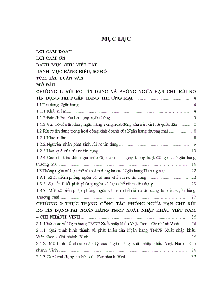 Giải pháp phòng ngừa và hạn chế rủi ro tín dụng tại ngân hàng tmcp xuất nhập khẩu việt nam chi nhánh vinh