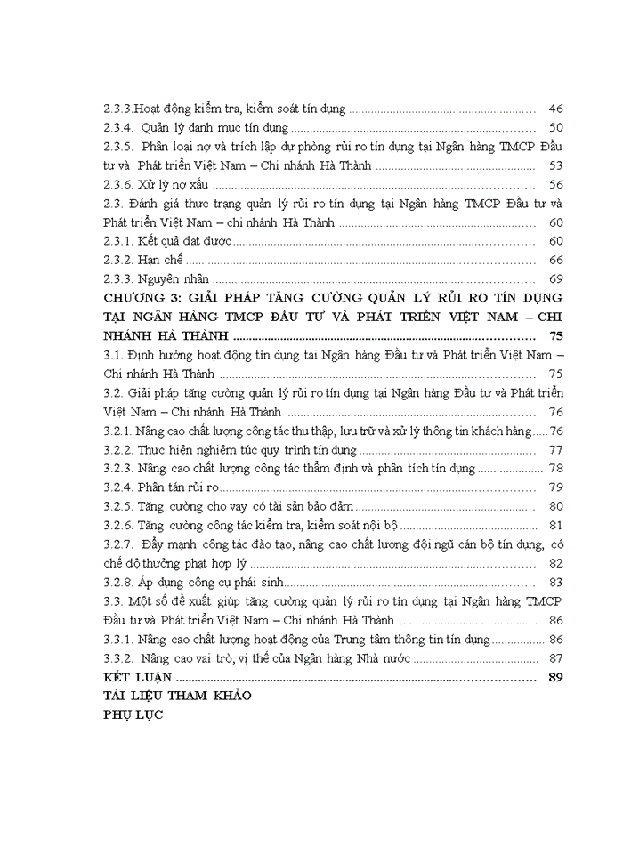 image for page Tăng cường quản lý rủi ro tín dụng tại ngân hàng thương mại cổ phần đầu tư và phát triển việt nam - chi nhánh hà thành