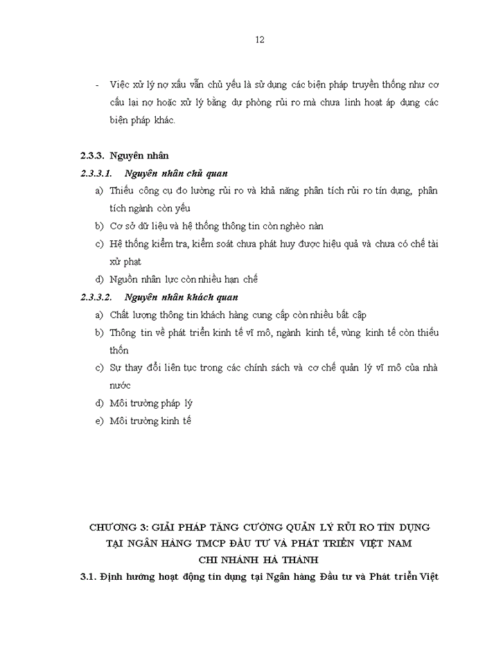 image for page Tăng cường quản lý rủi ro tín dụng tại ngân hàng thương mại cổ phần đầu tư và phát triển việt nam - chi nhánh hà thành