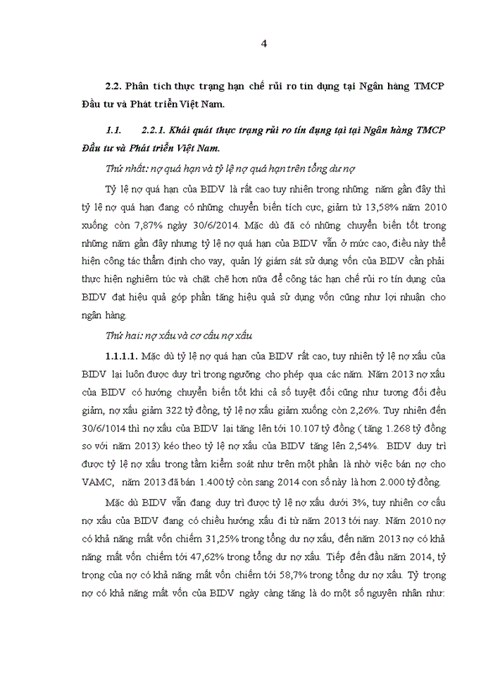 image for page Hạn chế rủi ro tín dụng tại Ngân hàng Thương mại Cổ phần Đầu Tư và Phát Triển Việt Nam