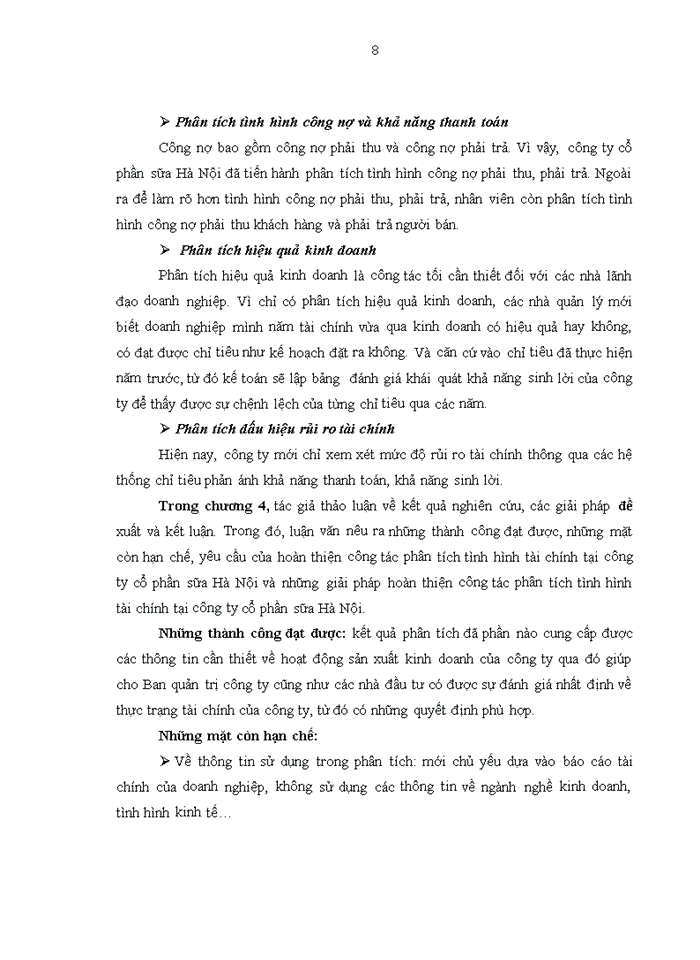 image for page Hoàn thiện công tác phân tích tình hình tài chính tại Công ty Cổ phần Sữa Hà Nội (Hanoi Milk)