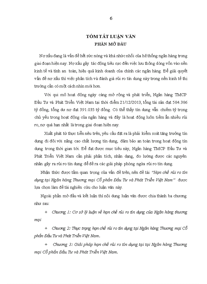 image for page Hạn chế rủi ro tín dụng tại Ngân hàng Thương mại Cổ phần Đầu Tư và Phát Triển Việt Nam