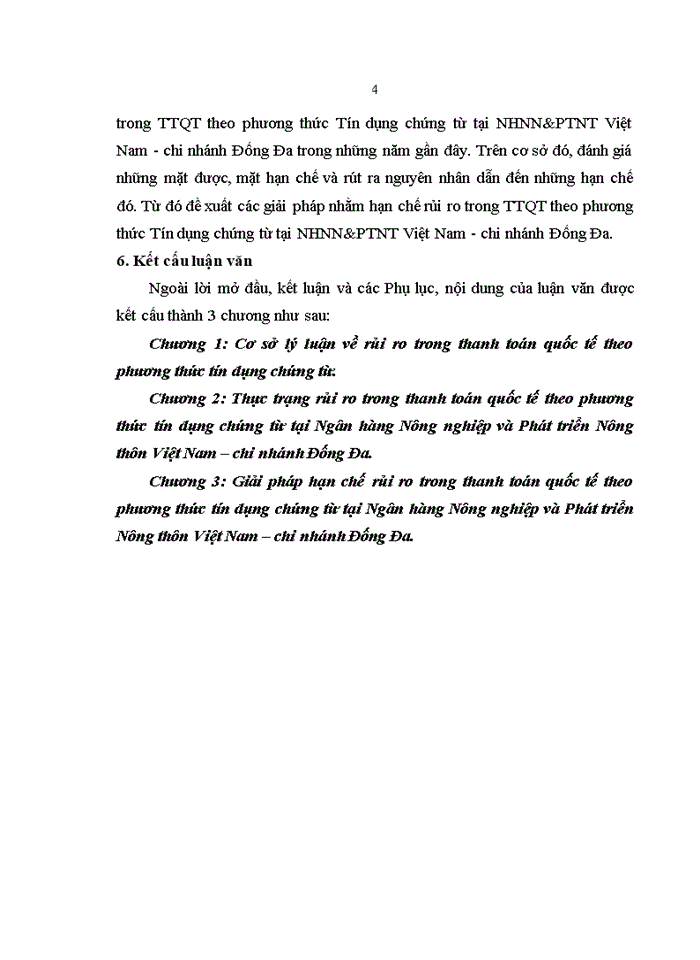 image for page Giải pháp hạn chế rủi ro trong thanh toán quốc tế theo phương thức tín dụng chứng từ tại Chi nhánh Ngân hàng Nông nghiệp và phát triển nông thôn Việt Nam – chi nhánh Đống Đa